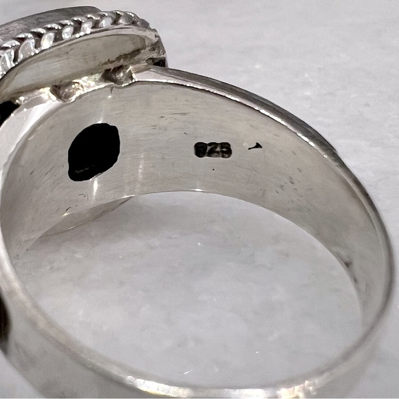 Silver Shungite Sterling Silver Scrolled Braided Design Ring - Picture 12 of 12